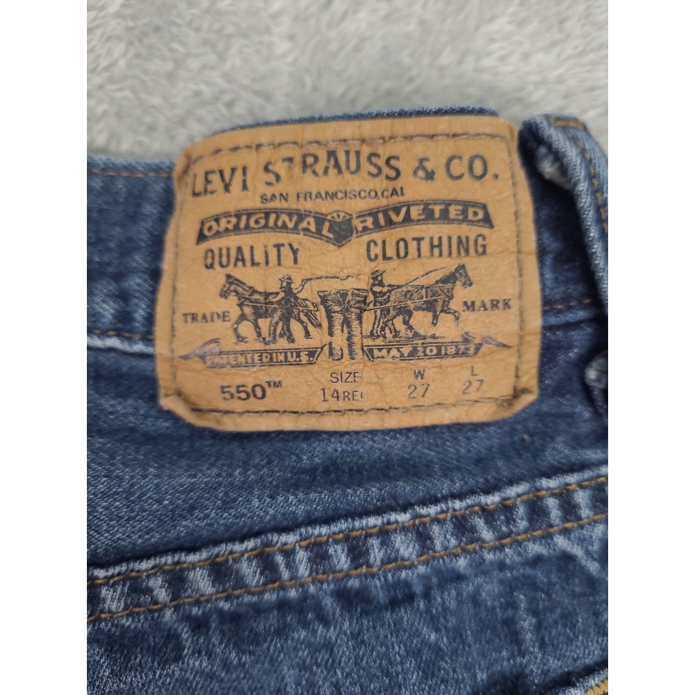 Levis 550 Jeans Boys Size 14R Regular Relaxed Fit Size 27x27 Blue Denim Kids - Picture 4 of 14
